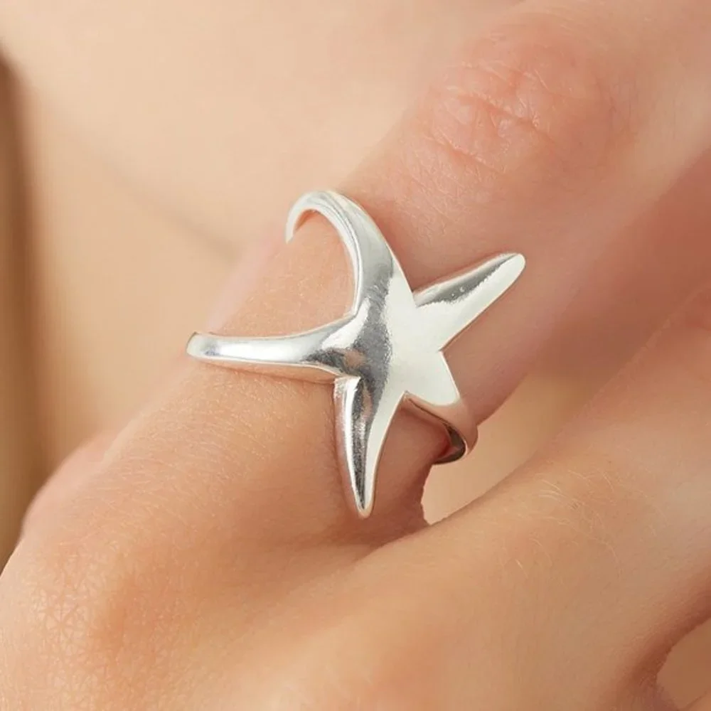 New Gorgeous 925 Silver Abstract Sterling Silver Starfish Ring